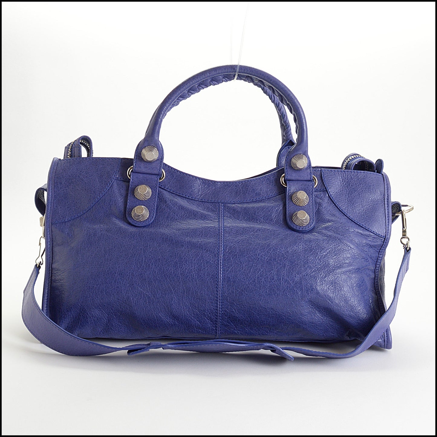 RDC15014 BALENCIAGA '11 Bleu Lavande Lambskin 21-Giant Silver Part-Time "City" bag