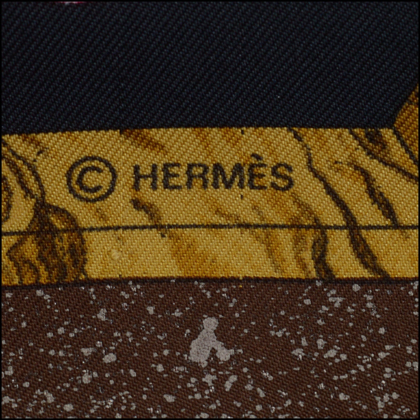 RDC14885 HERMES Black/Brown/Multi "Pierres d'Orient" 90cm Scarf