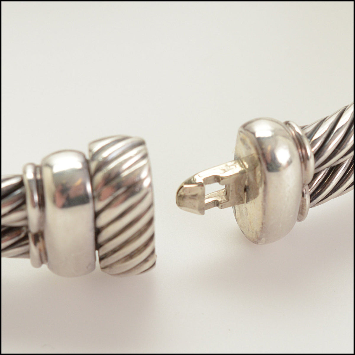 RDC15729 DAVID YURMAN Onyx/Diamond Sterling Albion Cable Bracelet