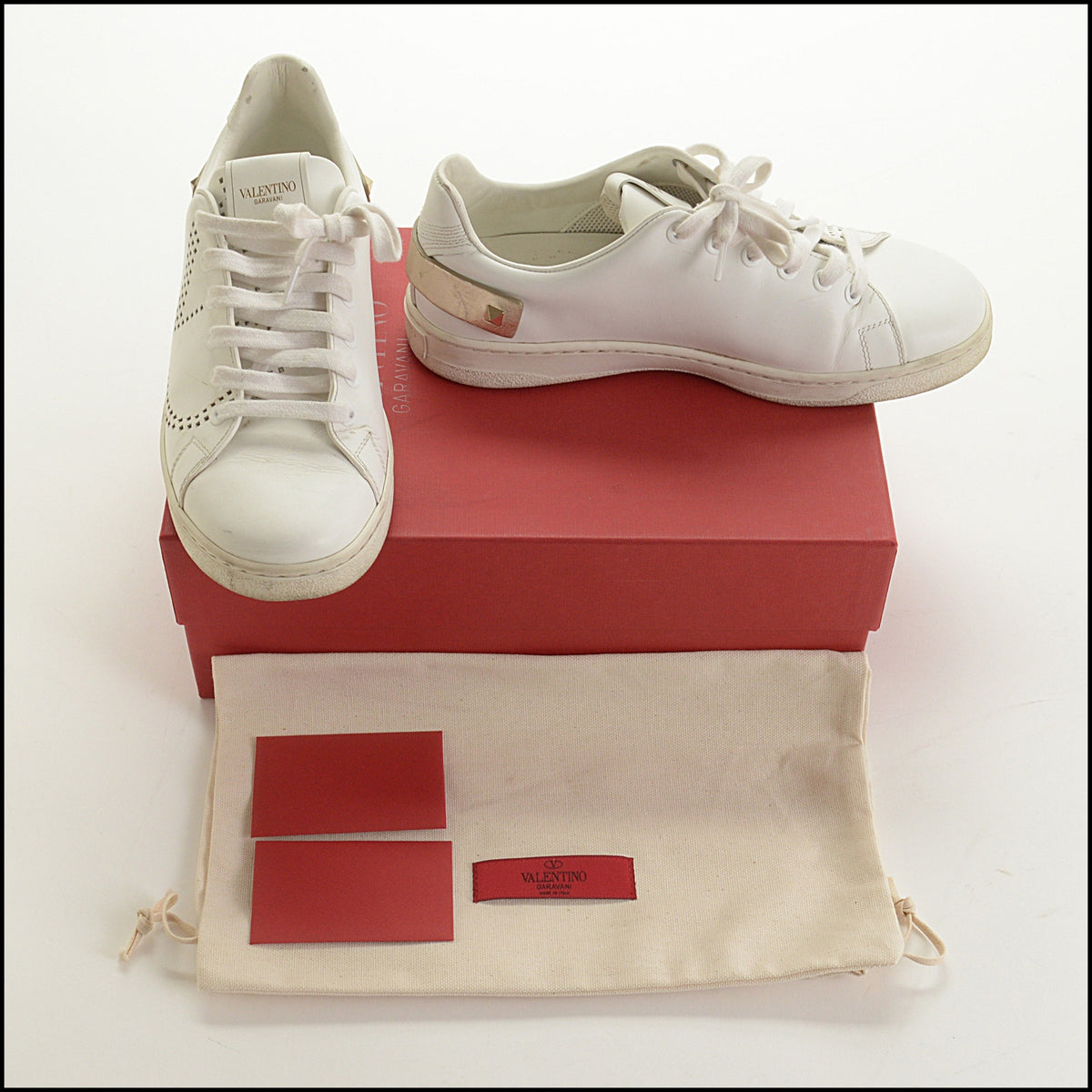 RDC15698 VALENTINO GARAVANI White Leather Backnet Sneakers Size 37