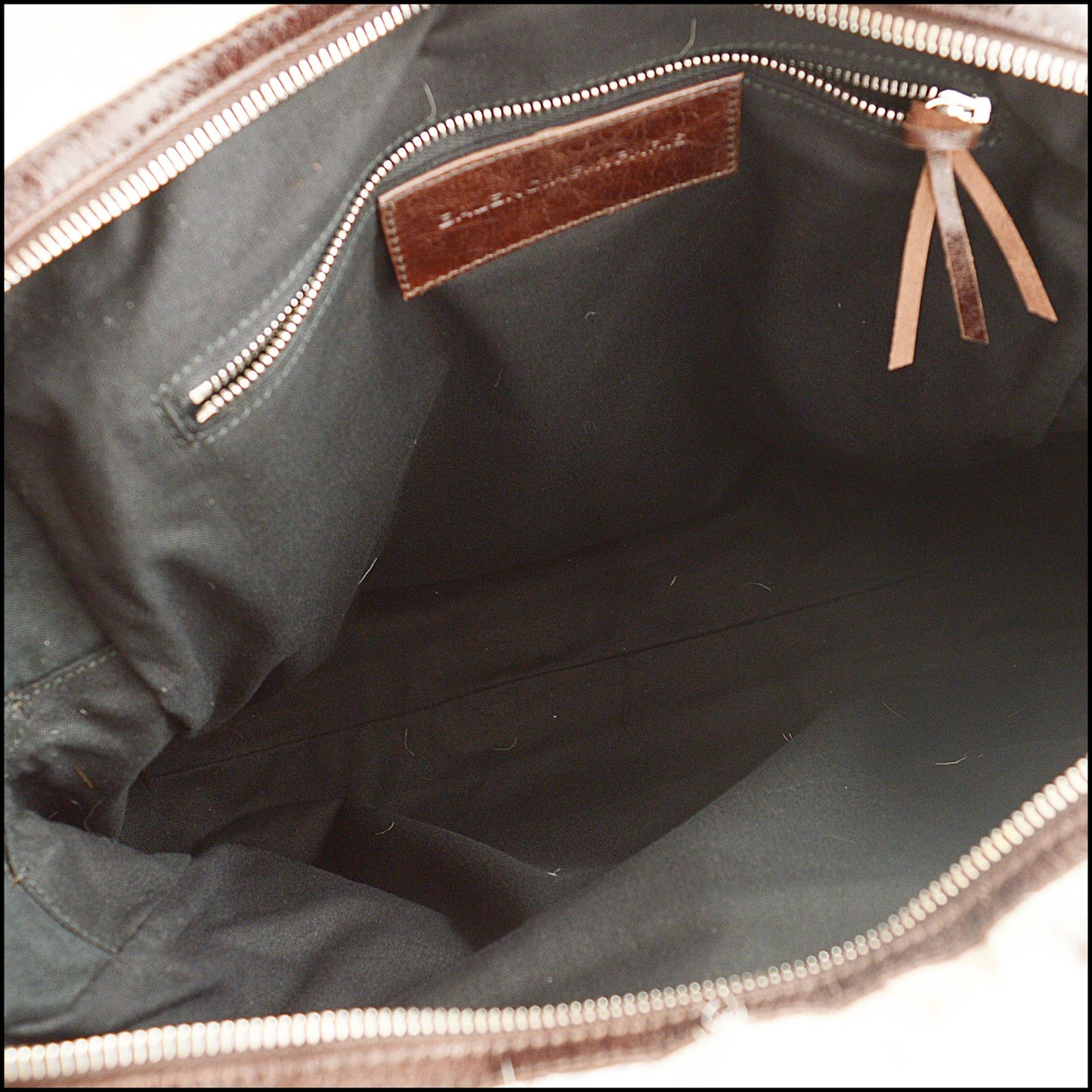 RDC15346 BALENCIAGA '06 Marron Dark Brown Whole Goat Chevre Leather and Fur Bowling Handbag