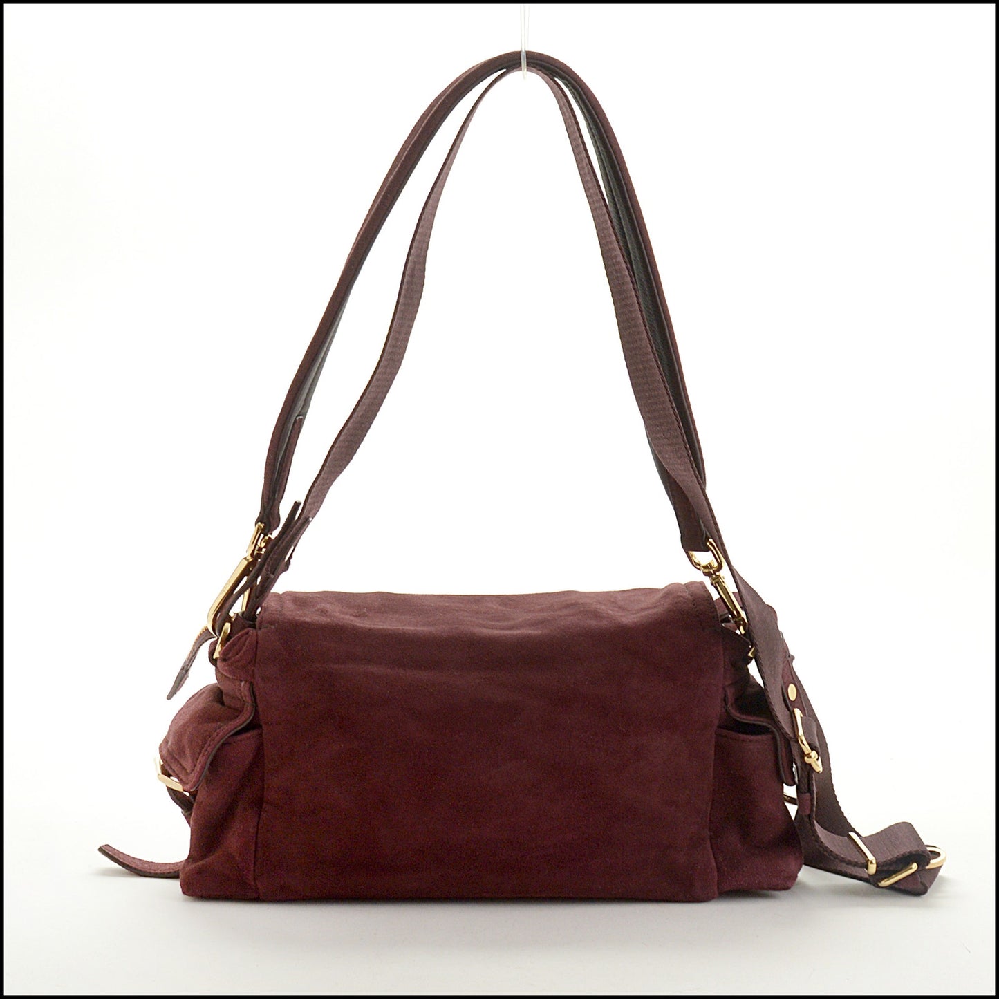 RDC15310 PRADA Bordeaux Explore Medium Suede Shoulder Bag