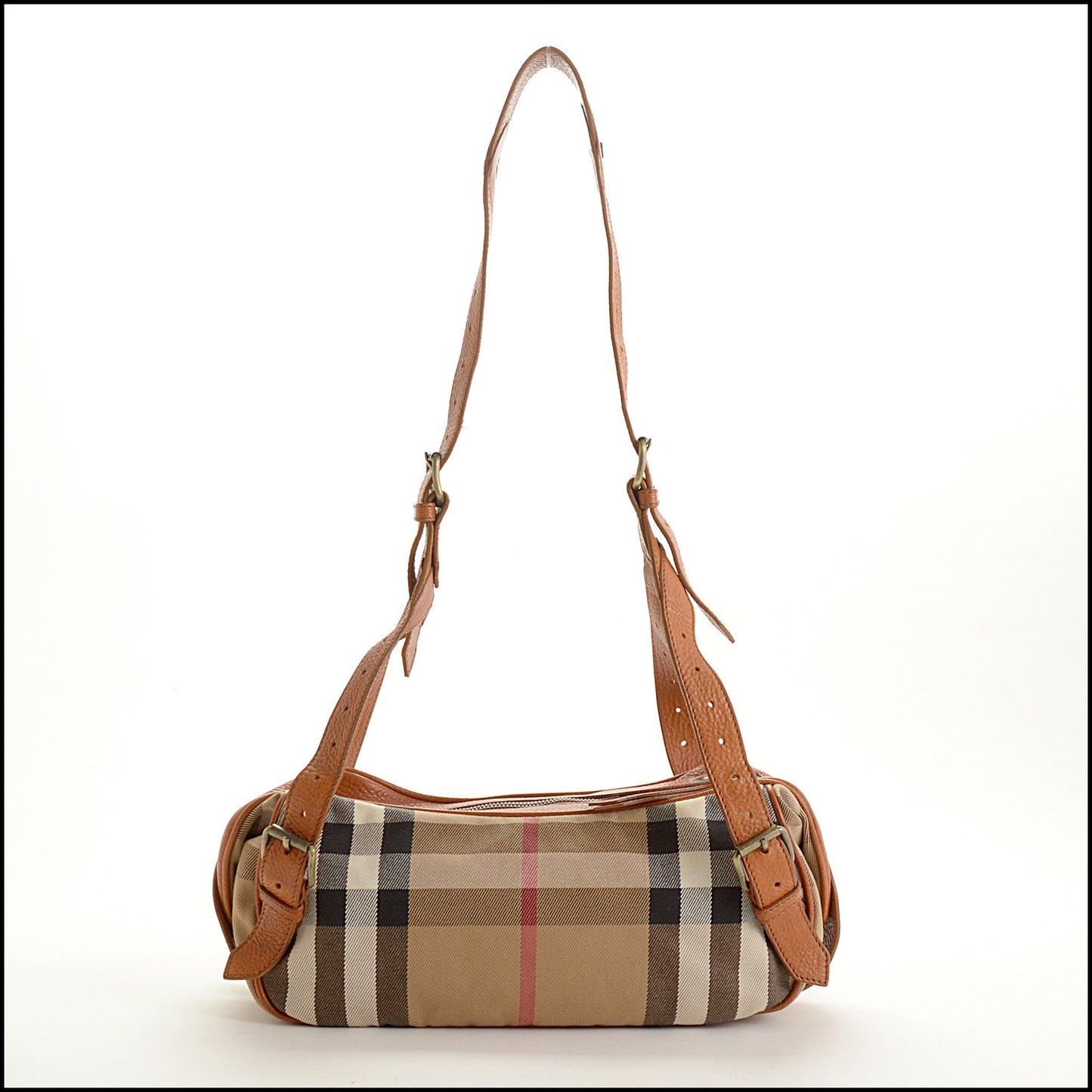 RDC15560 BURBERRY Beige Prorsum House Check Canvas and Leather East West Shoulder Bag