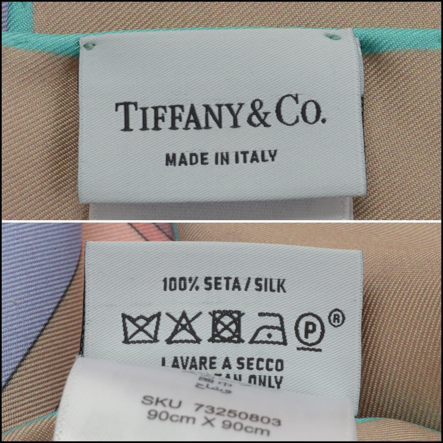RDC15218 TIFFANY AND CO. Lilac Gem Border Silk Scarf 90cm