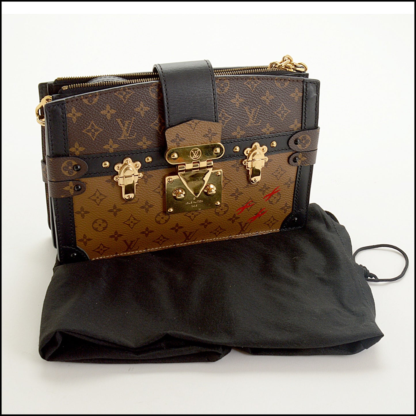 RDC15426 LOUIS VUITTON Brown Canvas Reverse Trunk Bag