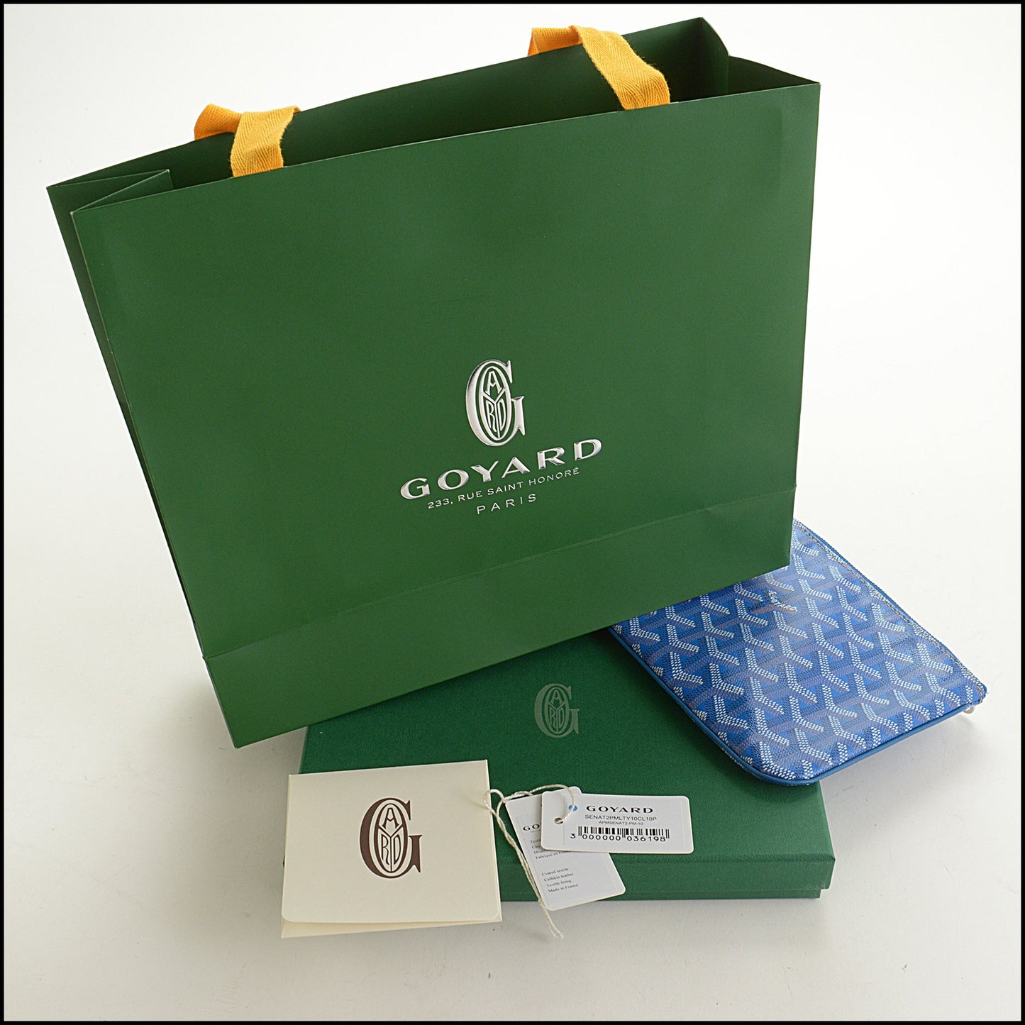 RDC15339 GOYARD Blue Goyardine Canvas Senat Pouch PM