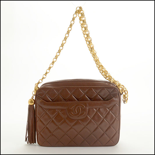 RDC15257 CHANEL '91-94 Brown Lambskin Quilted Camera Bag