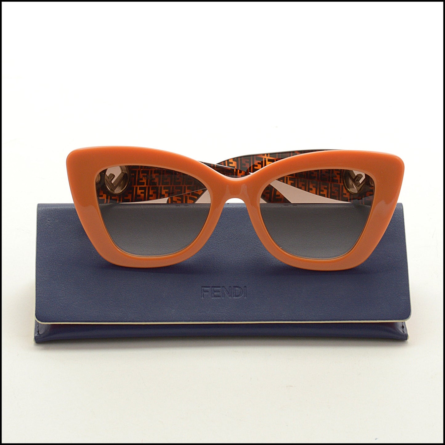 RDC14985 FENDI Orange Frame Brown Zucca Band Sunglasses