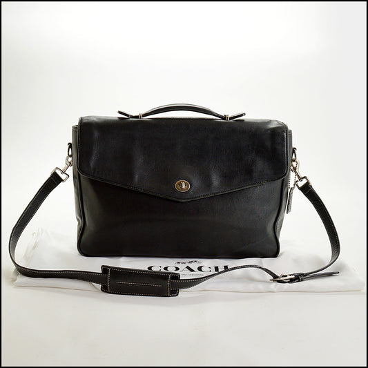 RDC15079 COACH Vintage Black Leather Business Briefcase Bag