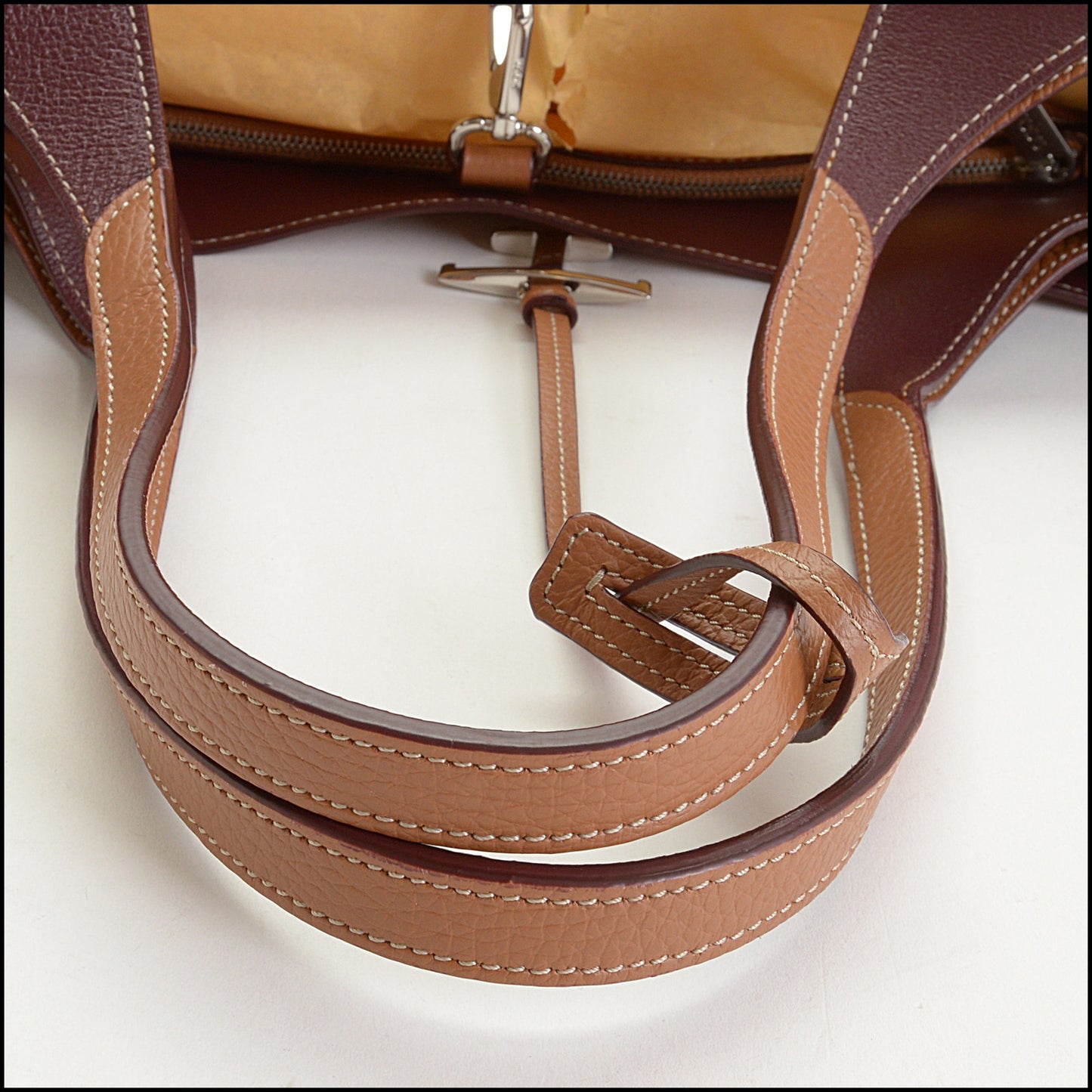 RDC14933 TOD'S Brow/Burgundy Leather Mancini Media Tote Bag