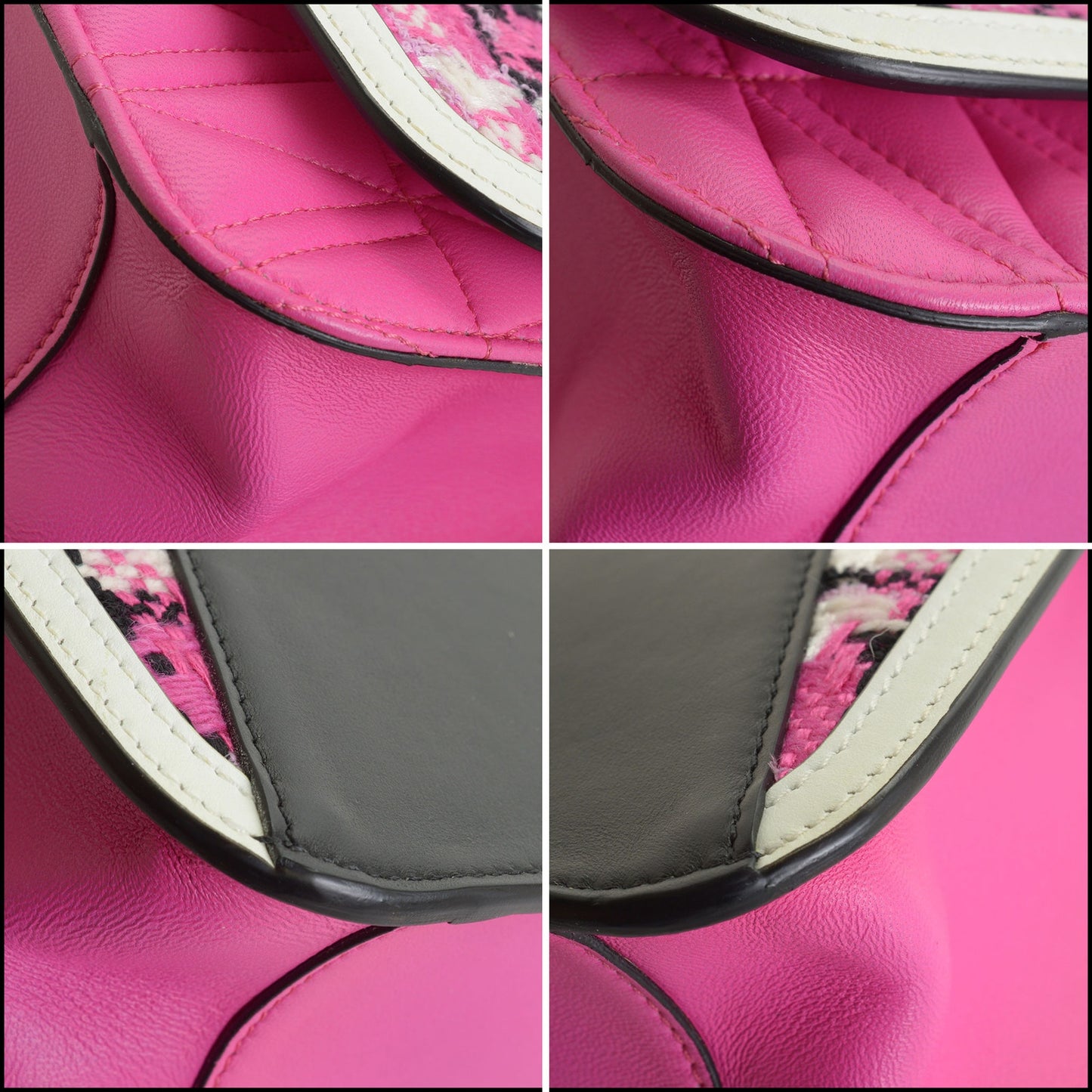 RDC14841 VERSACE Pink, White, Black Tweed Flap Bag