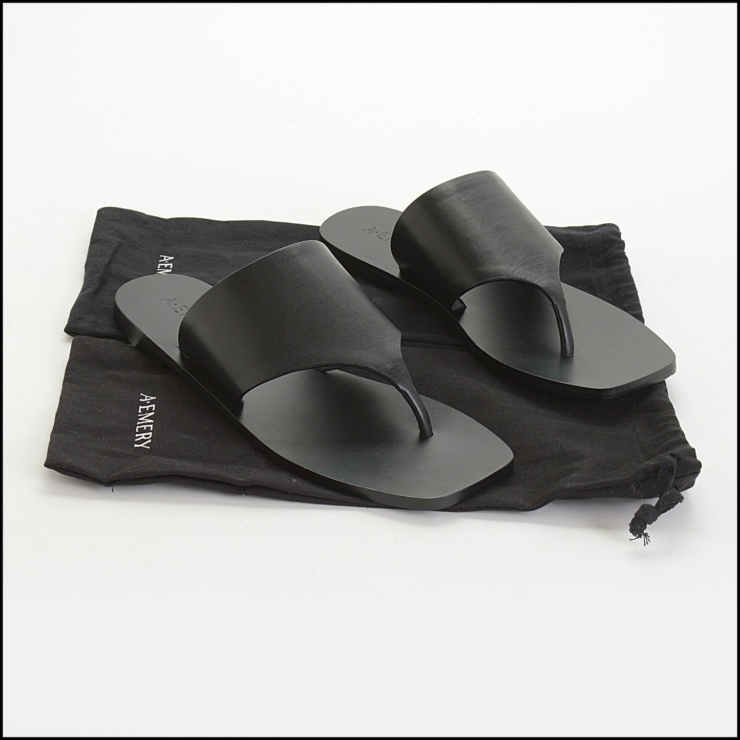 RDC14707 A.EMERY Black Leather Paton Sandals Size 39