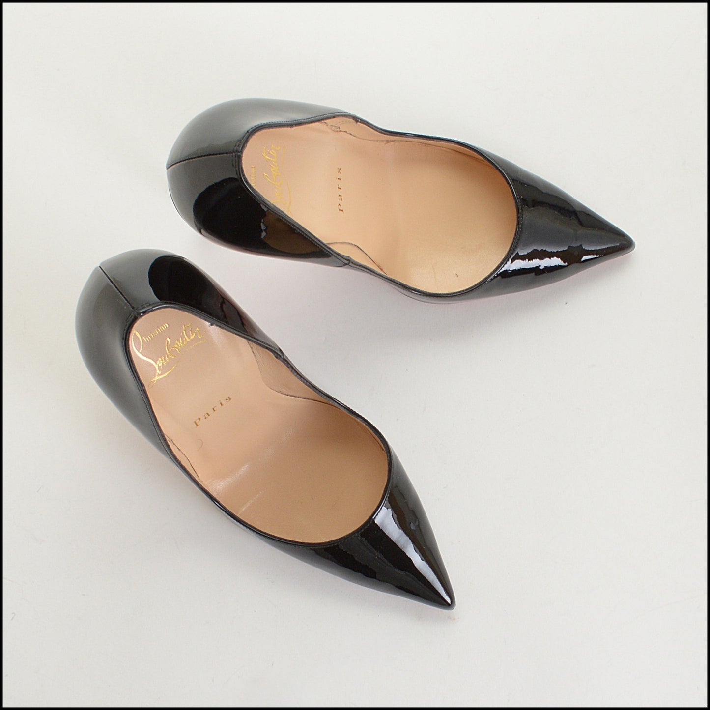 RDC14647 CHRISTIAN LOUBOUTIN Black Patent Leather So Kate 120 Stiletto Heels Size 38.5