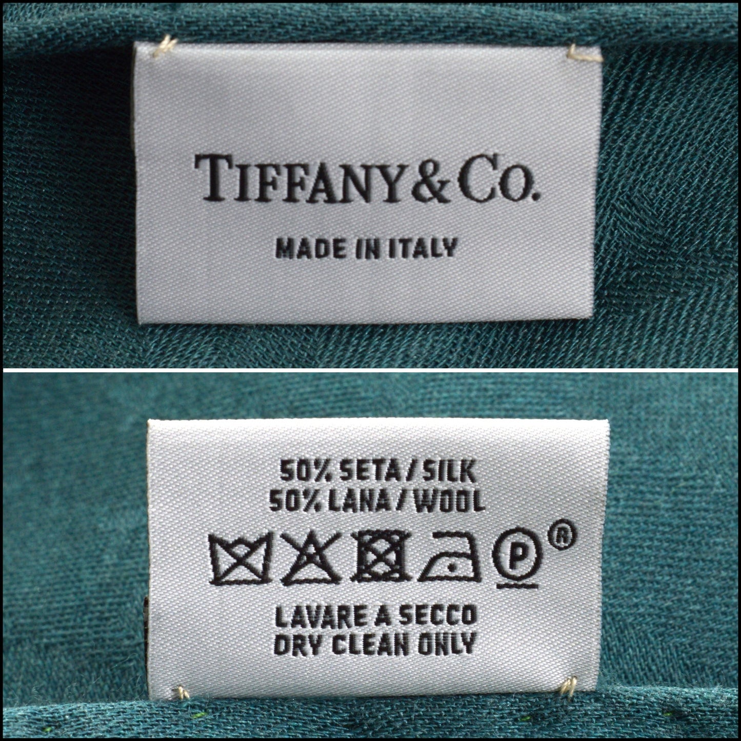 RDC15226 TIFFANY & CO. Green Dancing T Silk and Wool Stole 140cm
