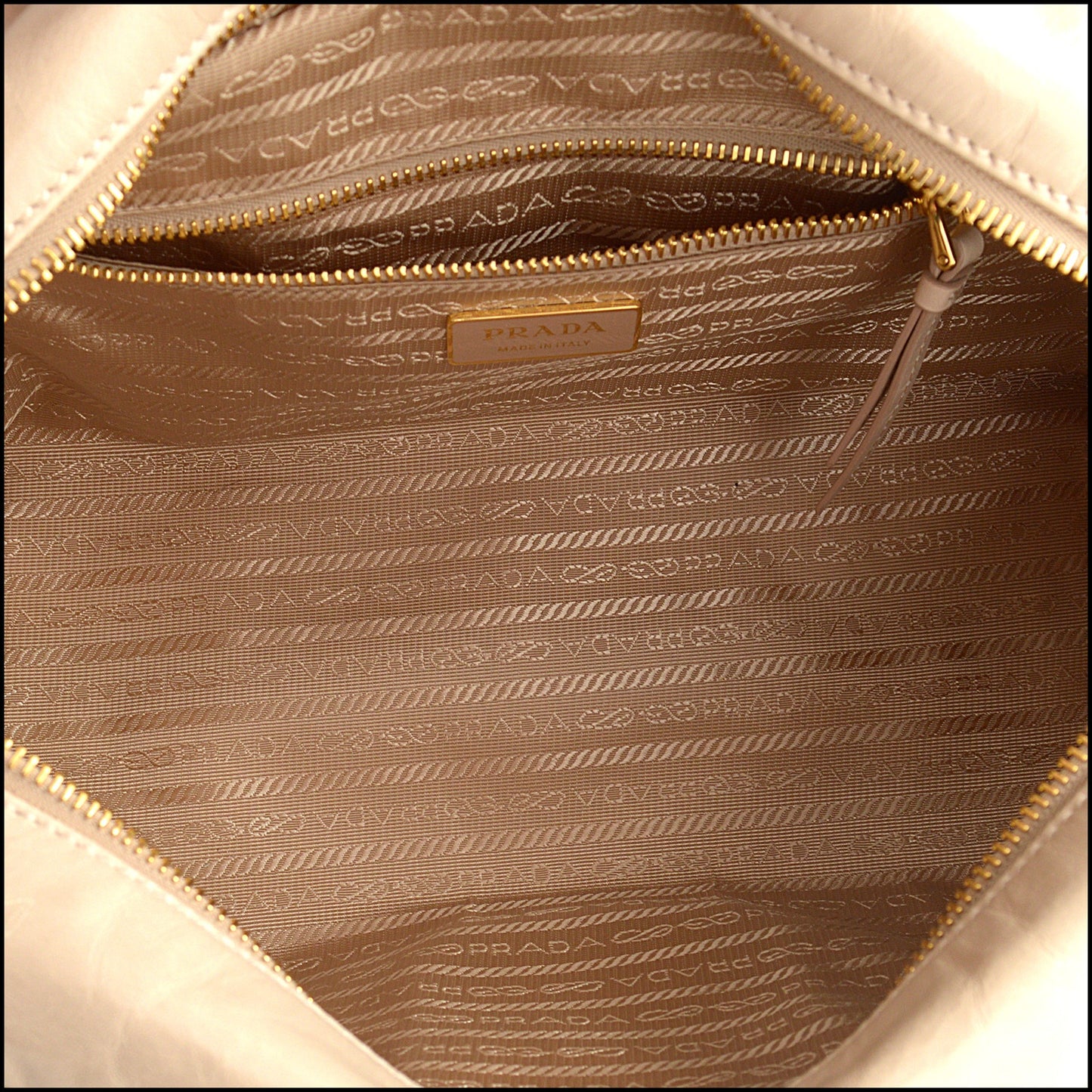 RDC15311 PRADA Cream Bauletto Dangle Medium Handbag