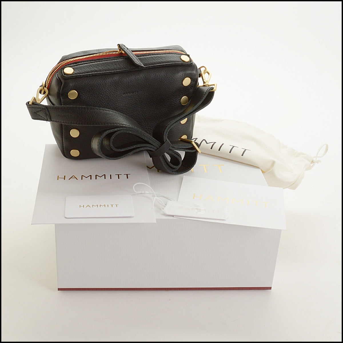 RDC15714 HAMMITT Black Leather Evan Crossbody Bag