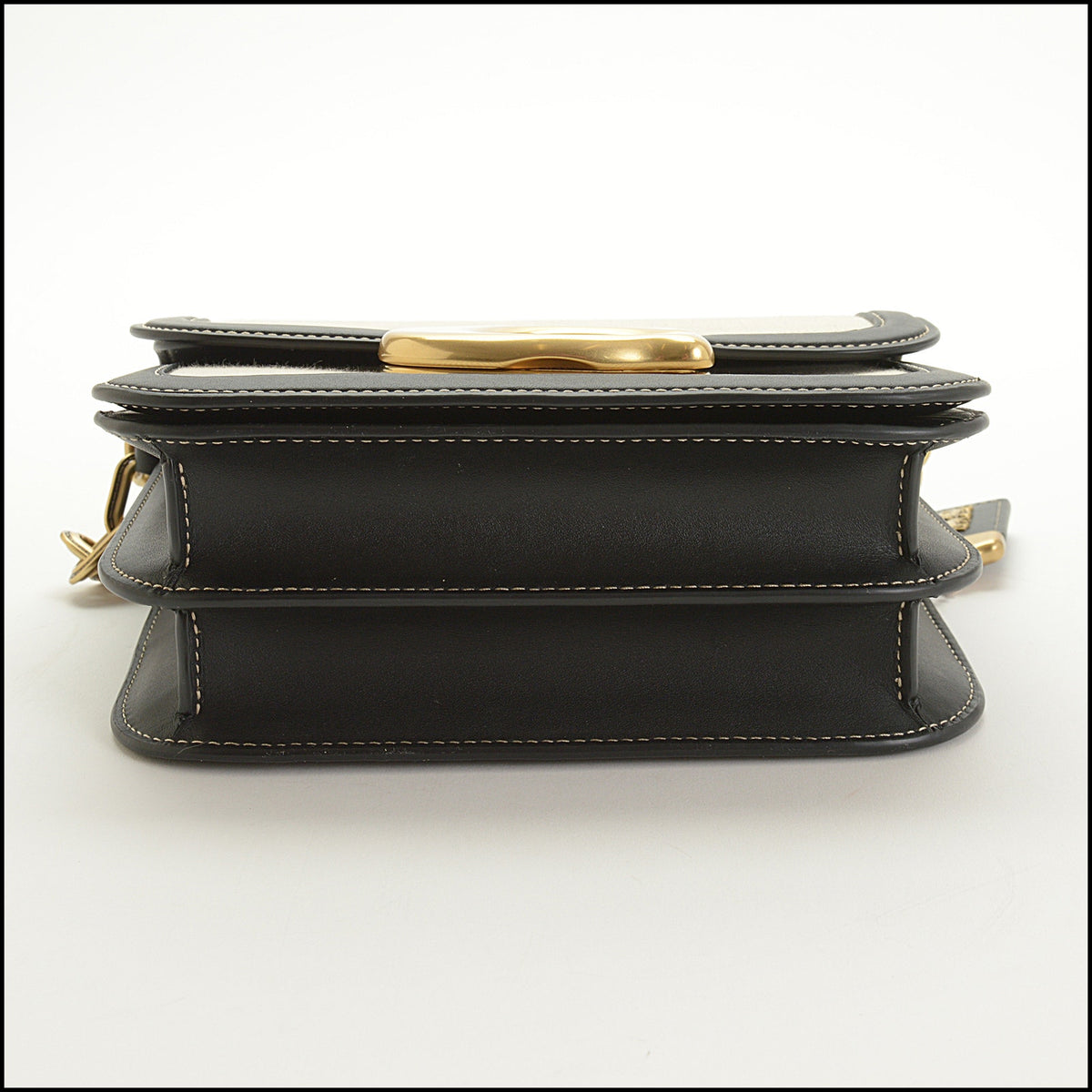 RDC15648 COACH Salt Stone Canvas/Black Leather Idol Bag