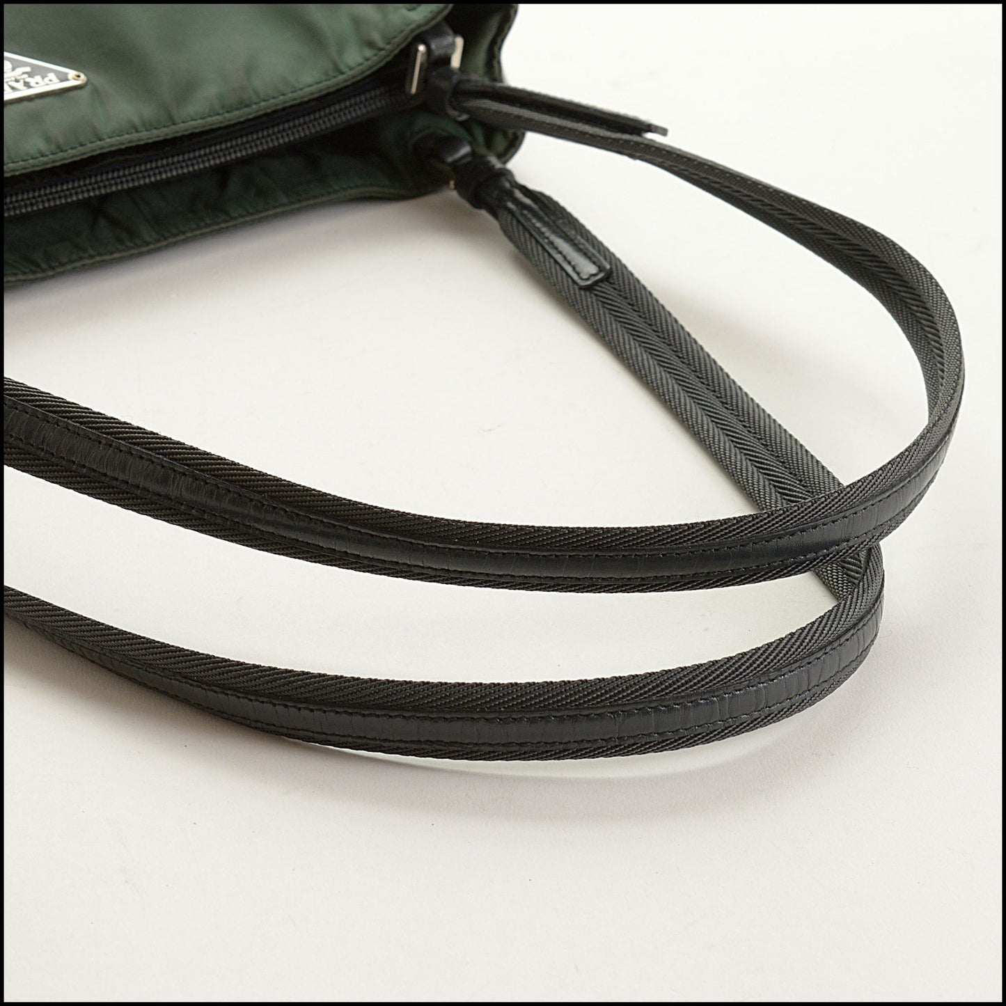 RDC15580 PRADA Green Nylon & Leather Shoulder Bag