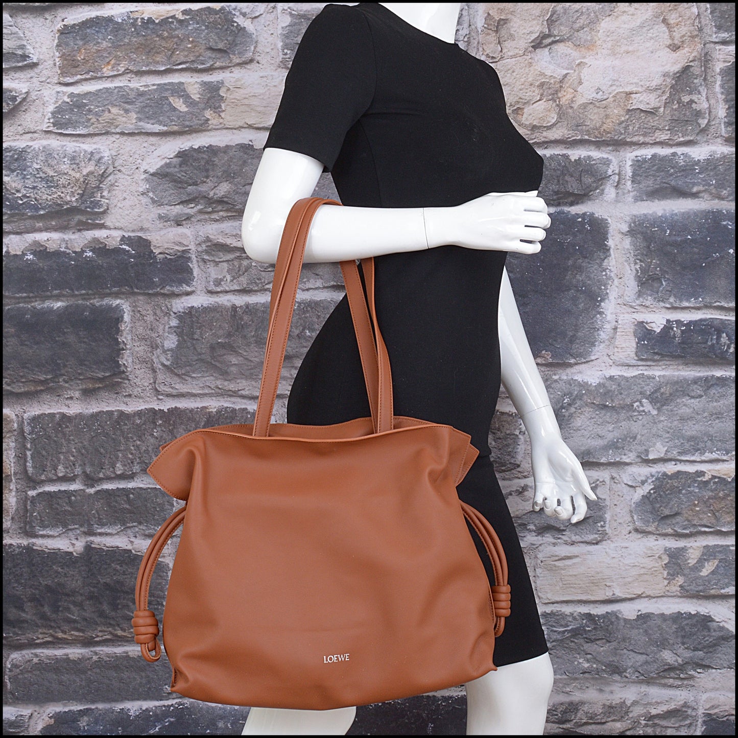 RDC15427 LOEWE Brown Calfskin Large Flamenco Tote Bag