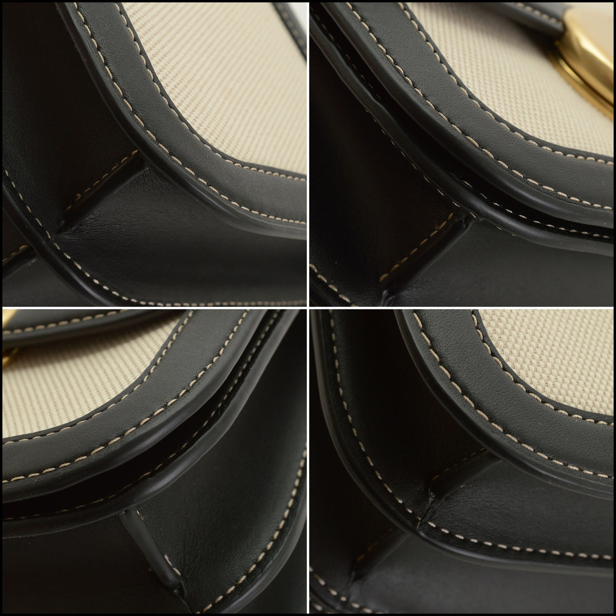 RDC15648 COACH Salt Stone Canvas/Black Leather Idol Bag
