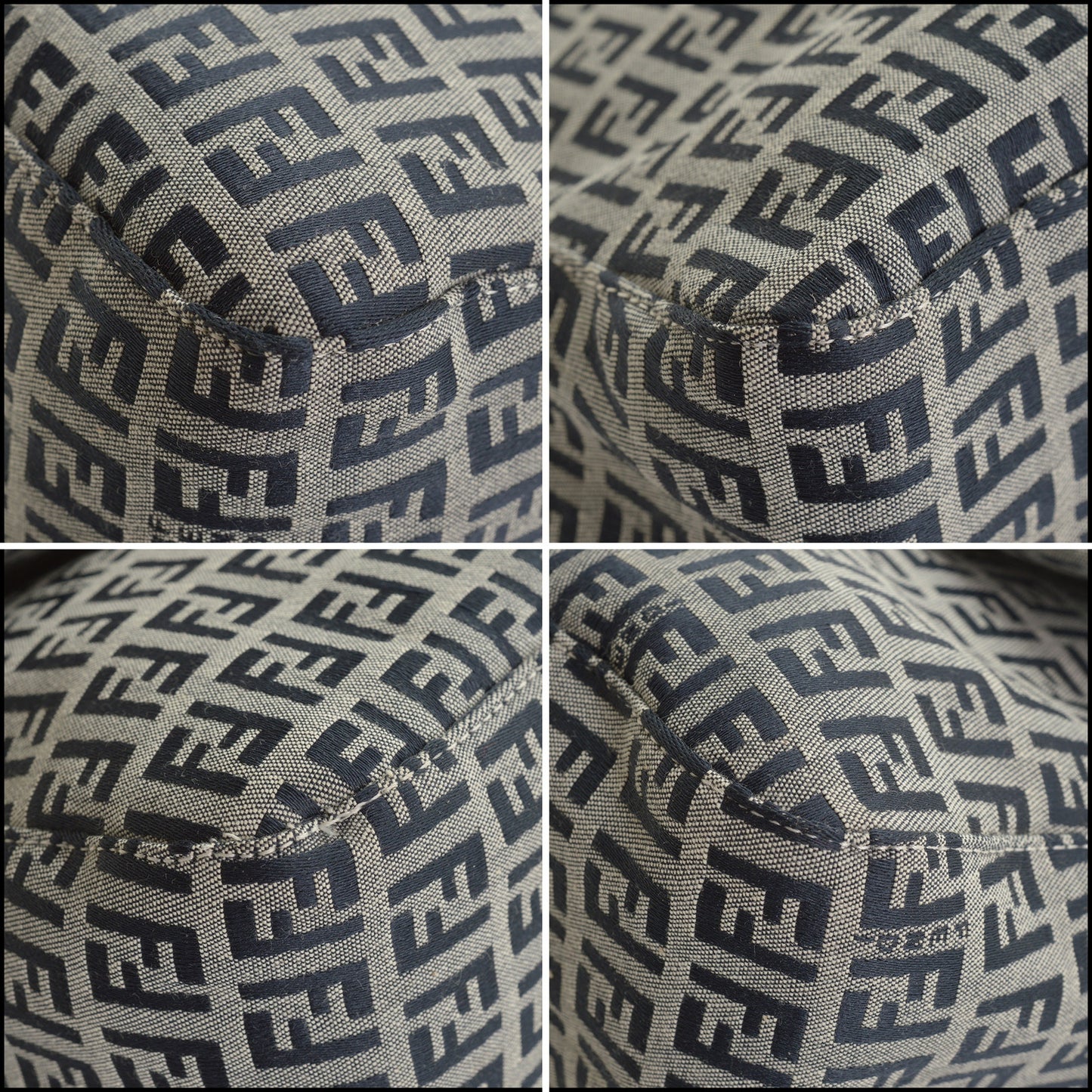 RDC15509 FENDI Vintage Navy Zucchino Vitello Mama Bag