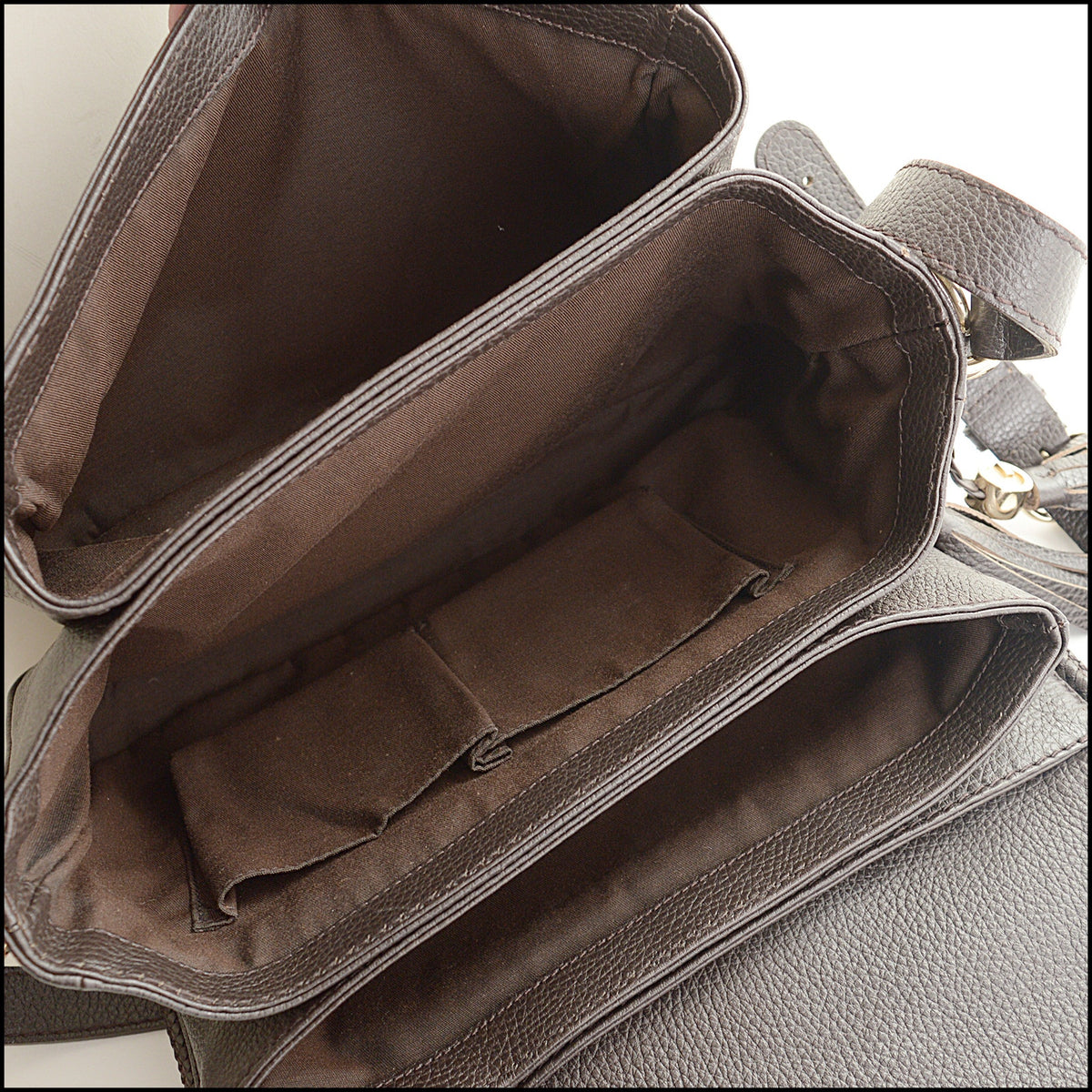 RDC15618 GUCCI Dark Brown Leather Marrakech Medium Flap Bag