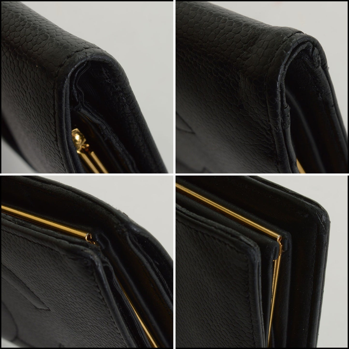 RDC14525 CHANEL '00-'02 Black Caviar Leather Timeless French Wallet