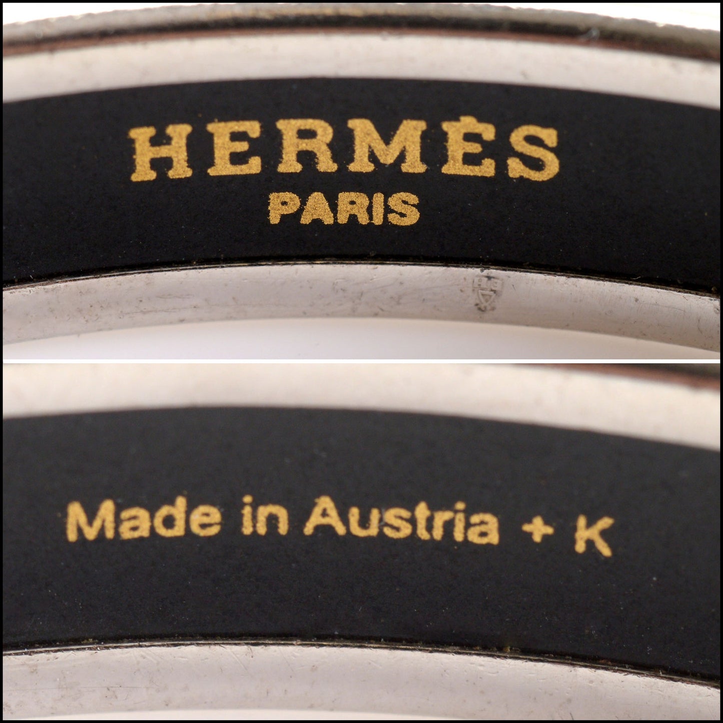 RDC14441 Hermes Black & White Narrow Bangle Size Small/36