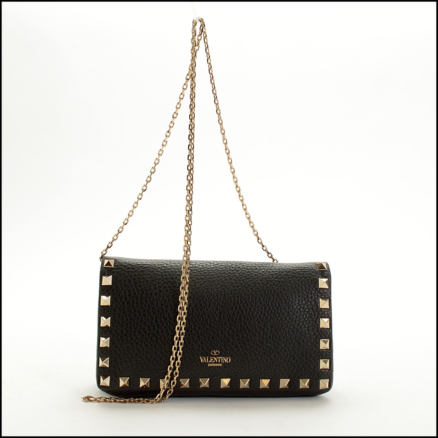 RDC15039 VALENTINO Black Leather Mini Rockstud Crossbody Bag