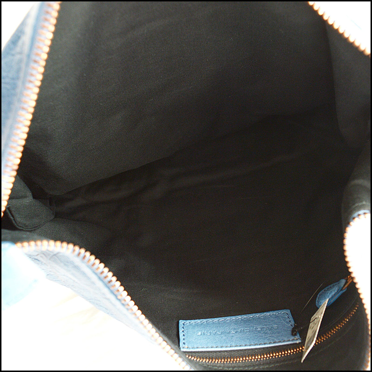 RDC15743 BALENCIAGA '11 Atlantique Blue Lambskin 21mm Rose Gold Giant Hardware Day Bag