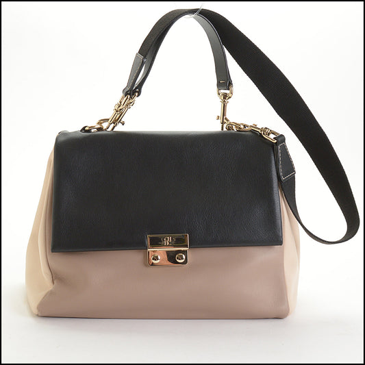 RDC14779 CAROLINA HERRERA Tricolor Black/Tan/Cream Shoulder Bag