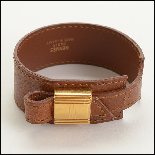 RDC15673 HERMES Brown Leather Artemis Bracelet