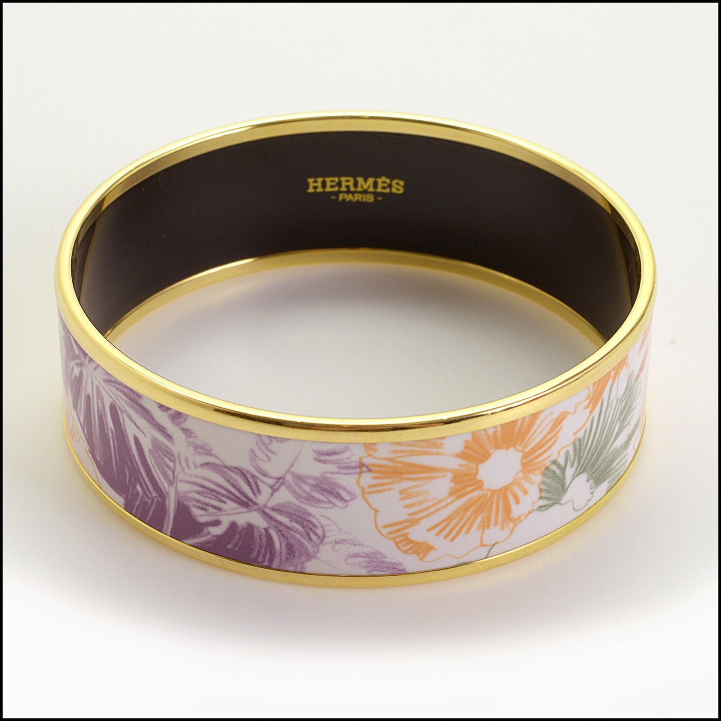 RDC14810 HERMES White/Orange/Green Tropical Wide Bangle Bracelet