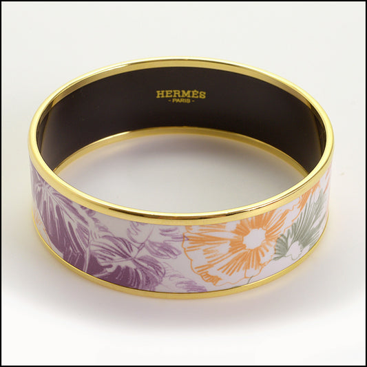 RDC14810 HERMES White/Orange/Green Tropical Wide Bangle Bracelet