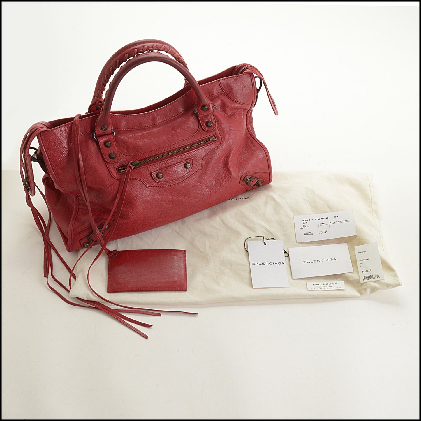 RDC15576 BALENCIAGA '08 Ruby Red Leather Le City Medium bag