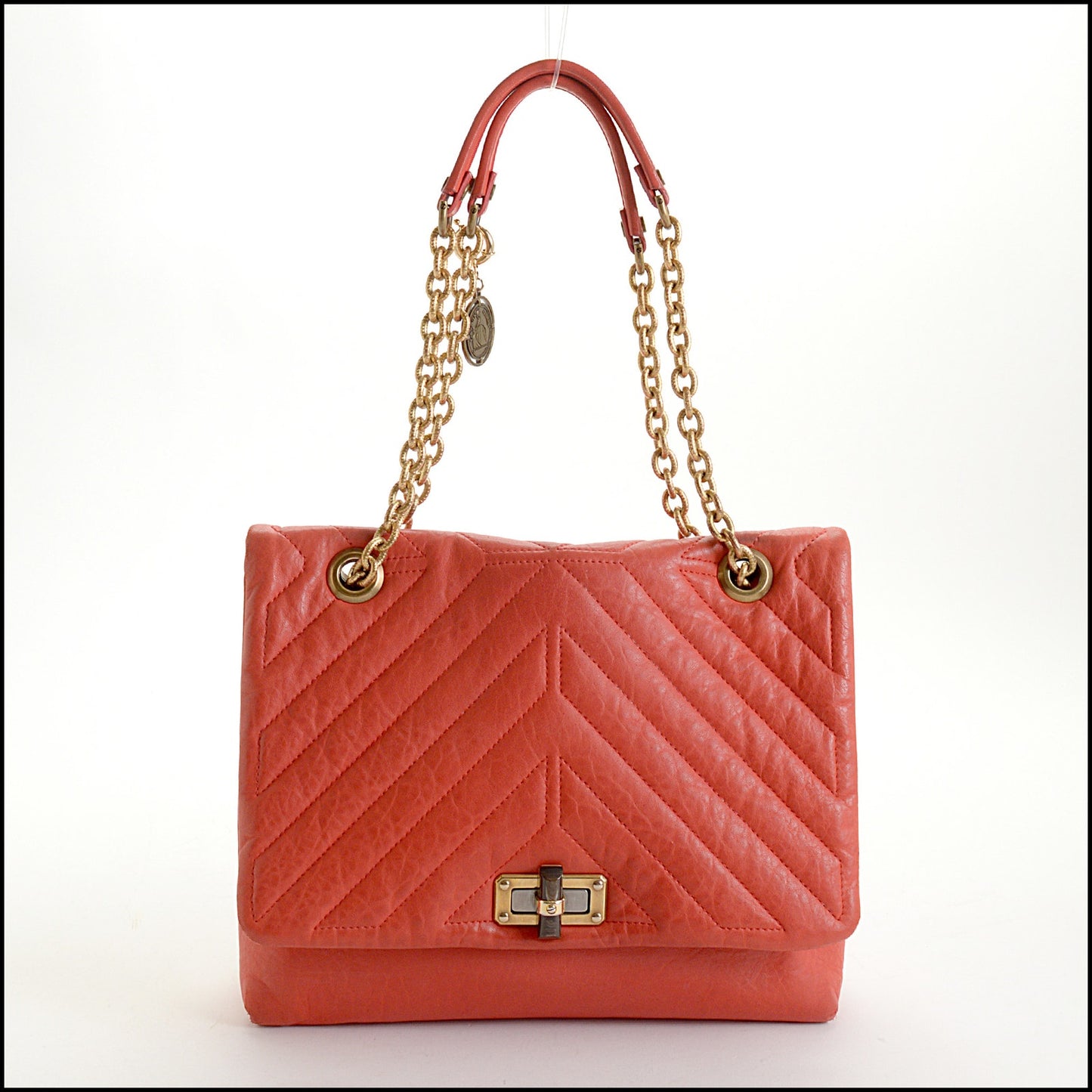 RDC14817 LANVIN Poppy Red Leather Medium Happy Handbag