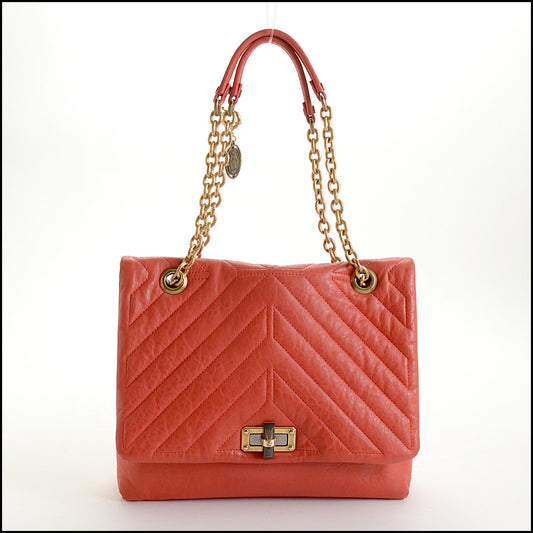 RDC14817 LANVIN Poppy Red Leather Medium Happy Handbag