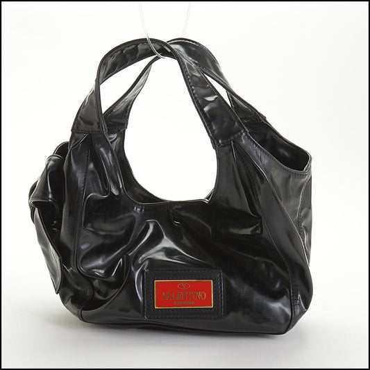 RDC14617 VALENTINO Black Patent Mini Bow Bag