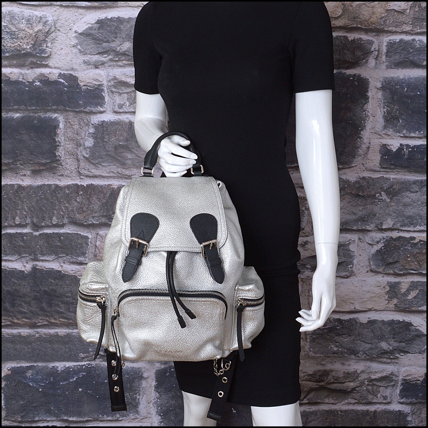 RDC14479 Burberry Silver Deerskin Rucksack Backpack