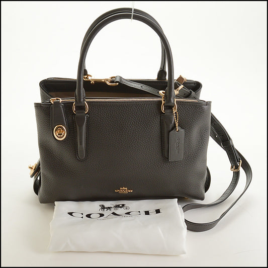 RDC15491 COACH Dark Grey Pebbled Leather Brooklyn 28 Carryall