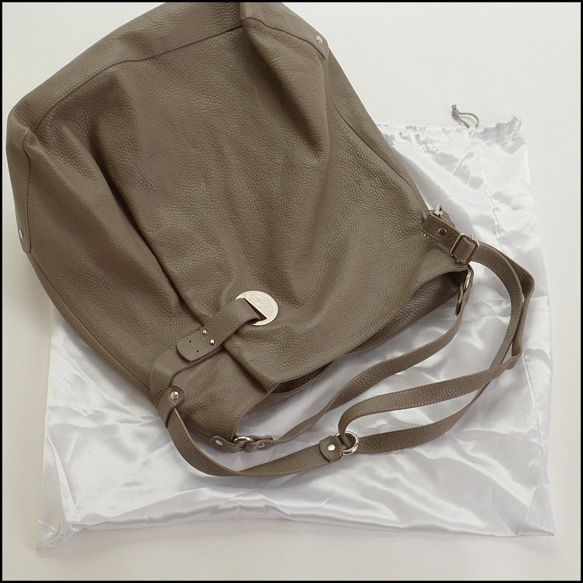 RDC15651 VERSACE COLLECTION Taupe Leather Bucket Crossbody/Hobo Bag
