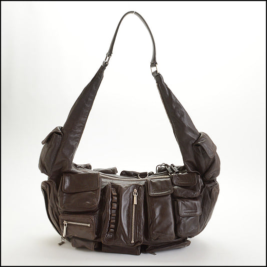 RDC14881 JIL SANDER Dark Brown Leather Multi Pocket Bag