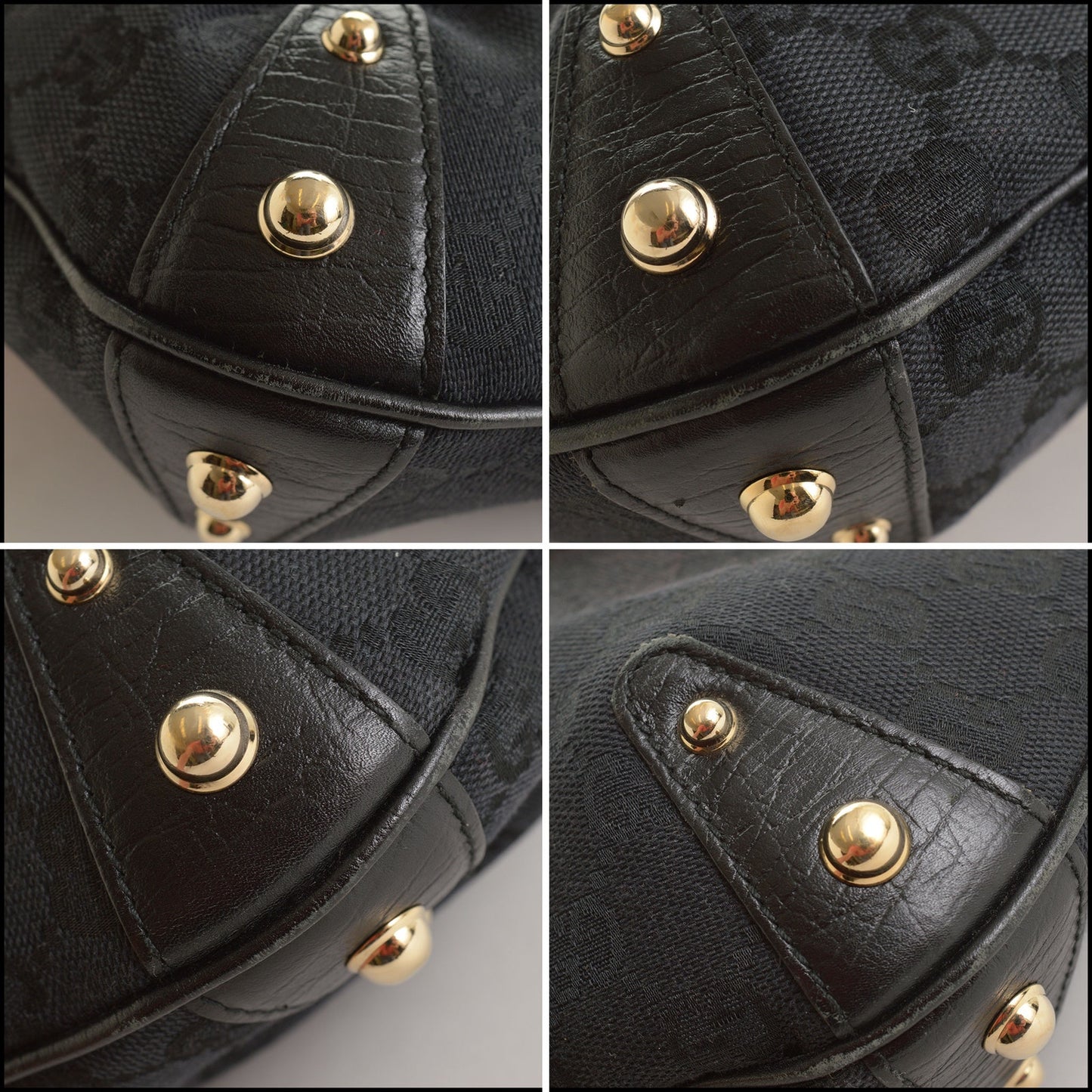 RDC15595 GUCCI Black GG Canvas Red/Gree Web Stripe Horsebit Hobo Bag