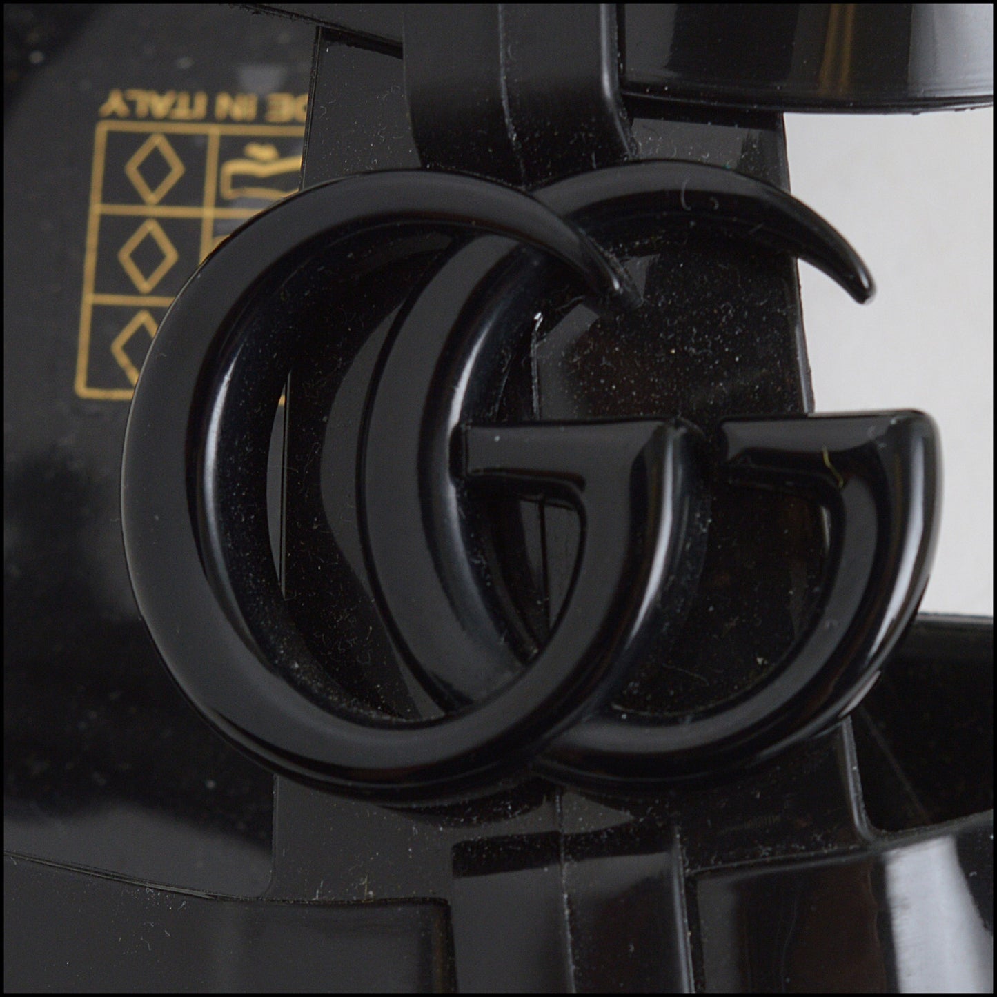 RDC14594 GUCCI Black Rubber GG Buckle Strap Sandals Size 37