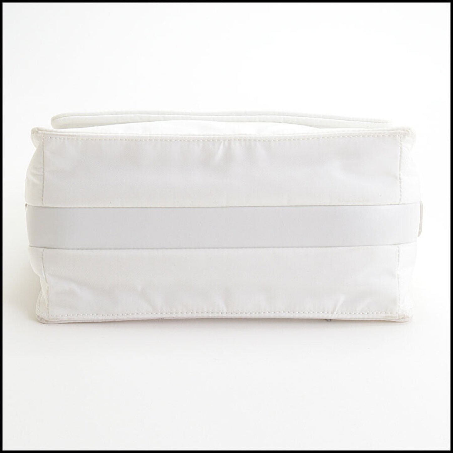 RDC13463 Authentic PRADA White Re-Nylon Tessuto Vitello Small Shoulder Bag