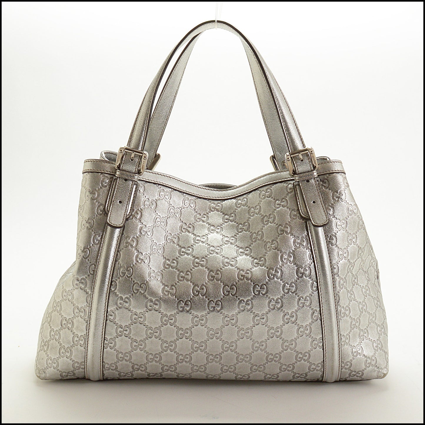 RDC15033 GUCCI Silver Guccissima Leather GG Britt Tote Bag