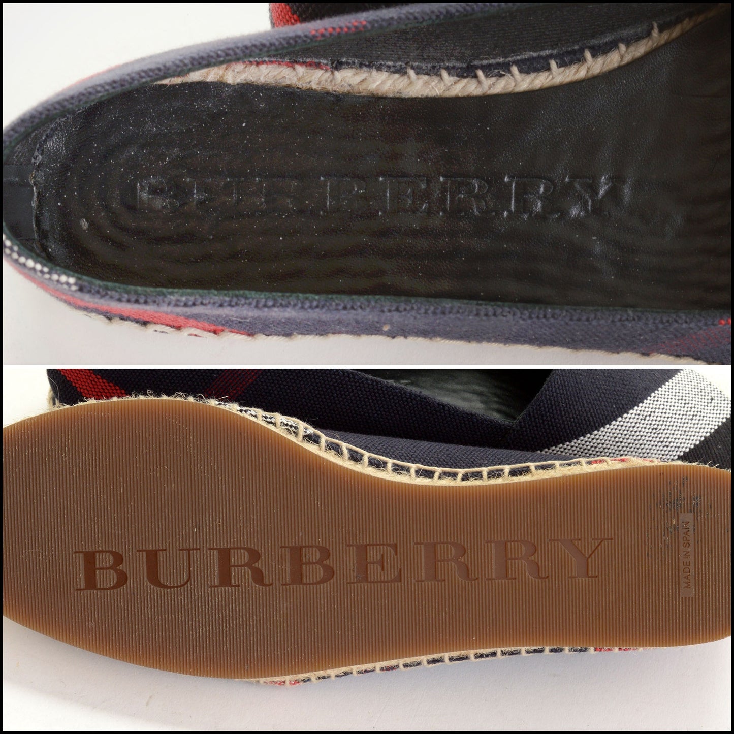 RDC14906 BURBERRY Navy Check Espradrille Flats size 37