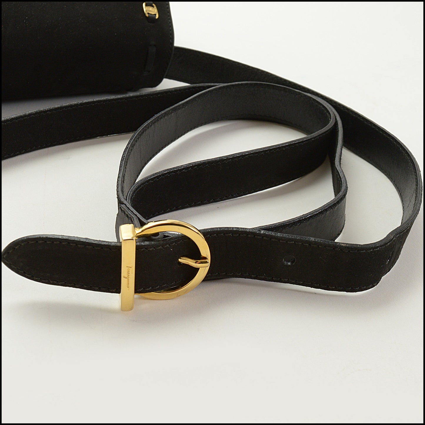 RDC15075 SALVATORE FERRAGAMO Black Suede & Leather Crossbody Bag