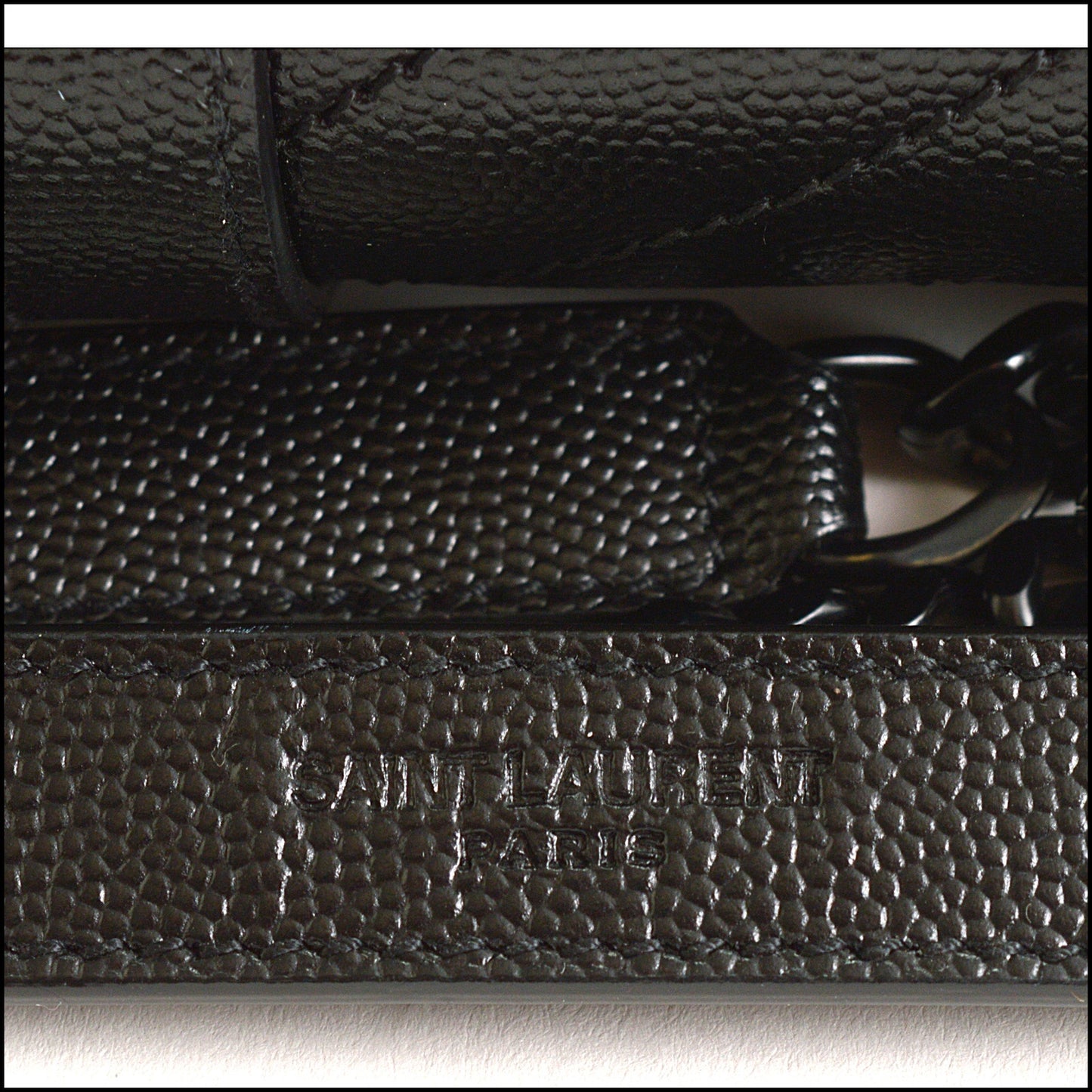 RDC15411 SAINT LAURENT Black Grain de Poudre Quilted Envelope Bag Medium