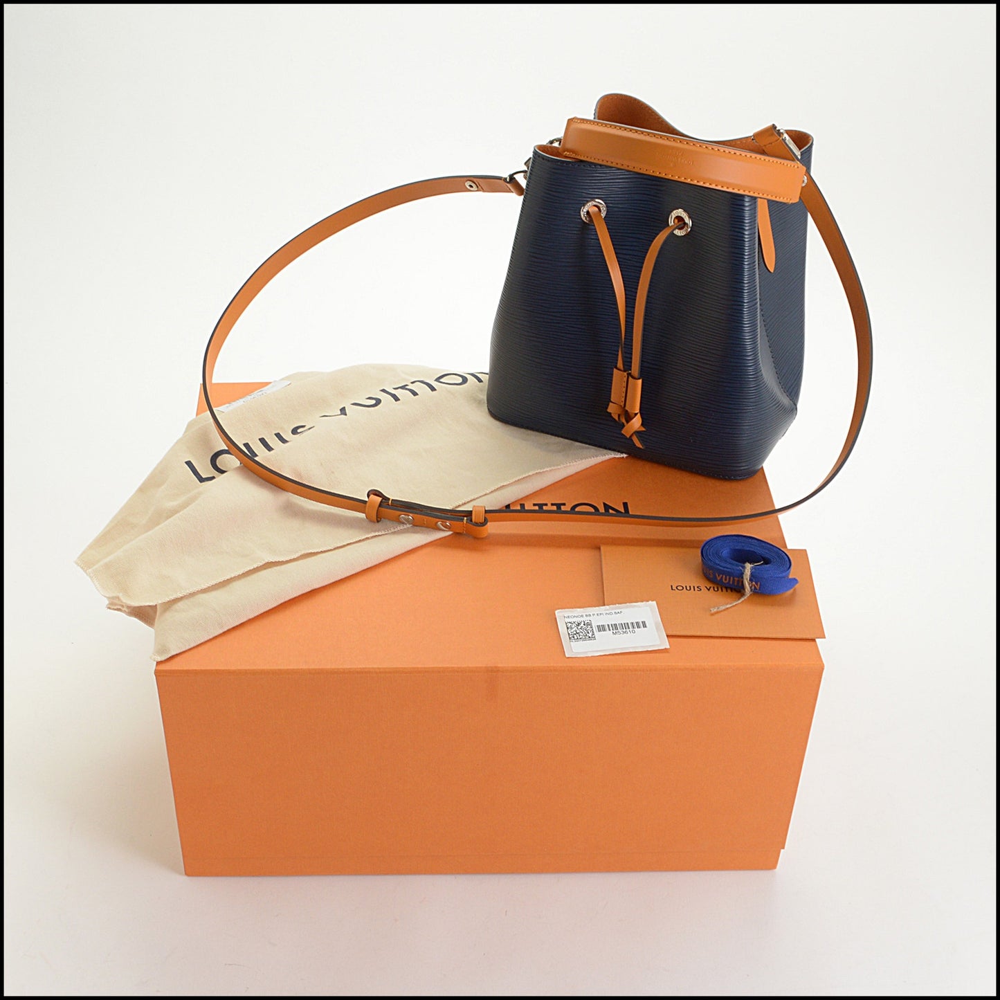 RDC14704 LOUIS VUITTON Indigo Blue Epi & Safran Orange Leather NeoNoe BB Crossbody Bag